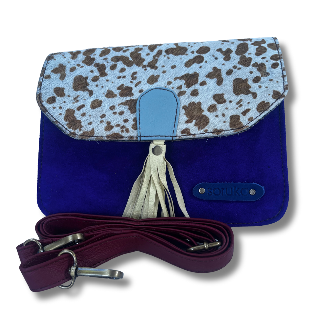 WONENA Soruka Claire · Small Suede Crossbody Bag — construction detail