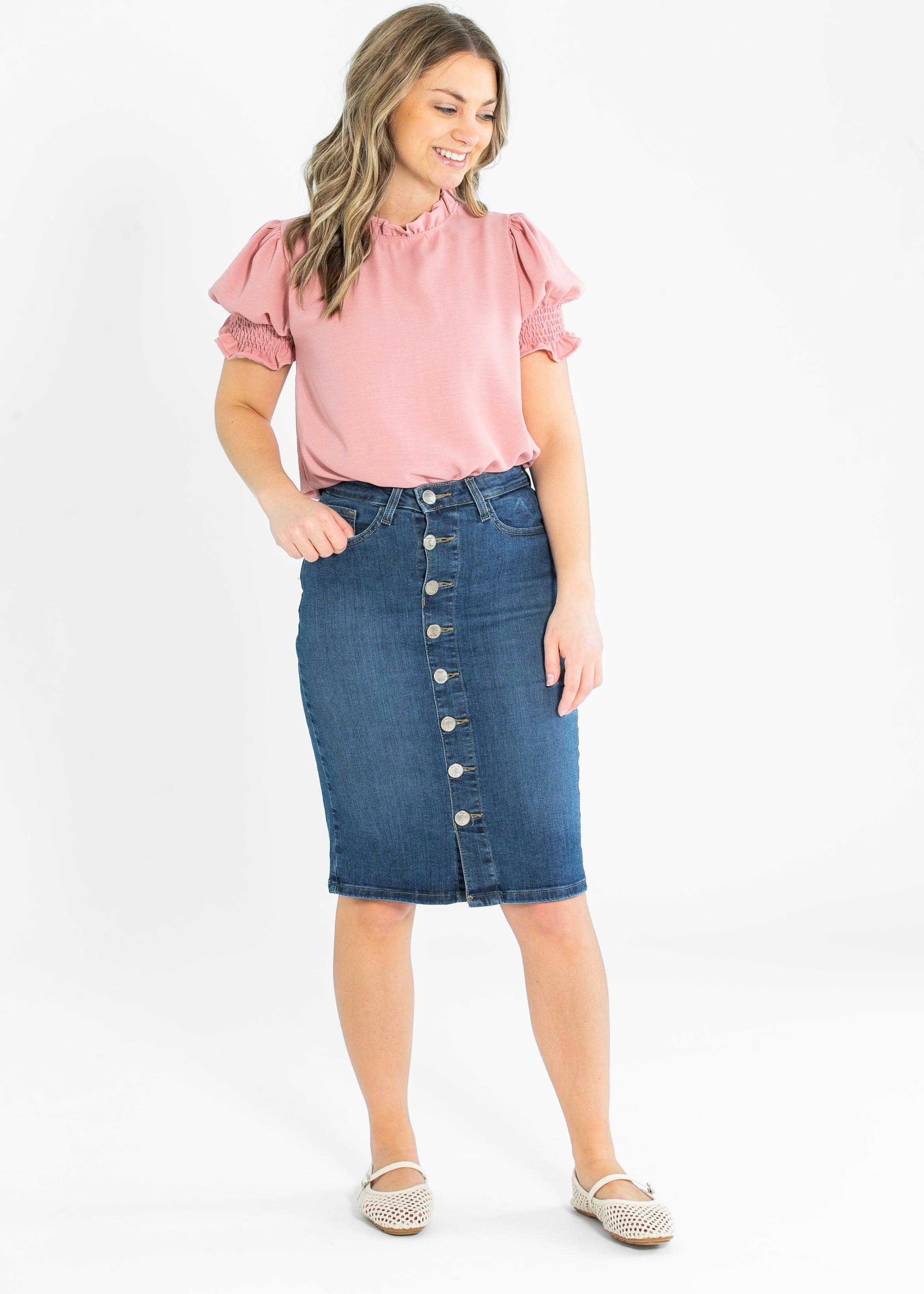 Inherit Co. Clara Ruffle Mockneck Short Sleeve Top - FINAL SALE — flat-lay composition