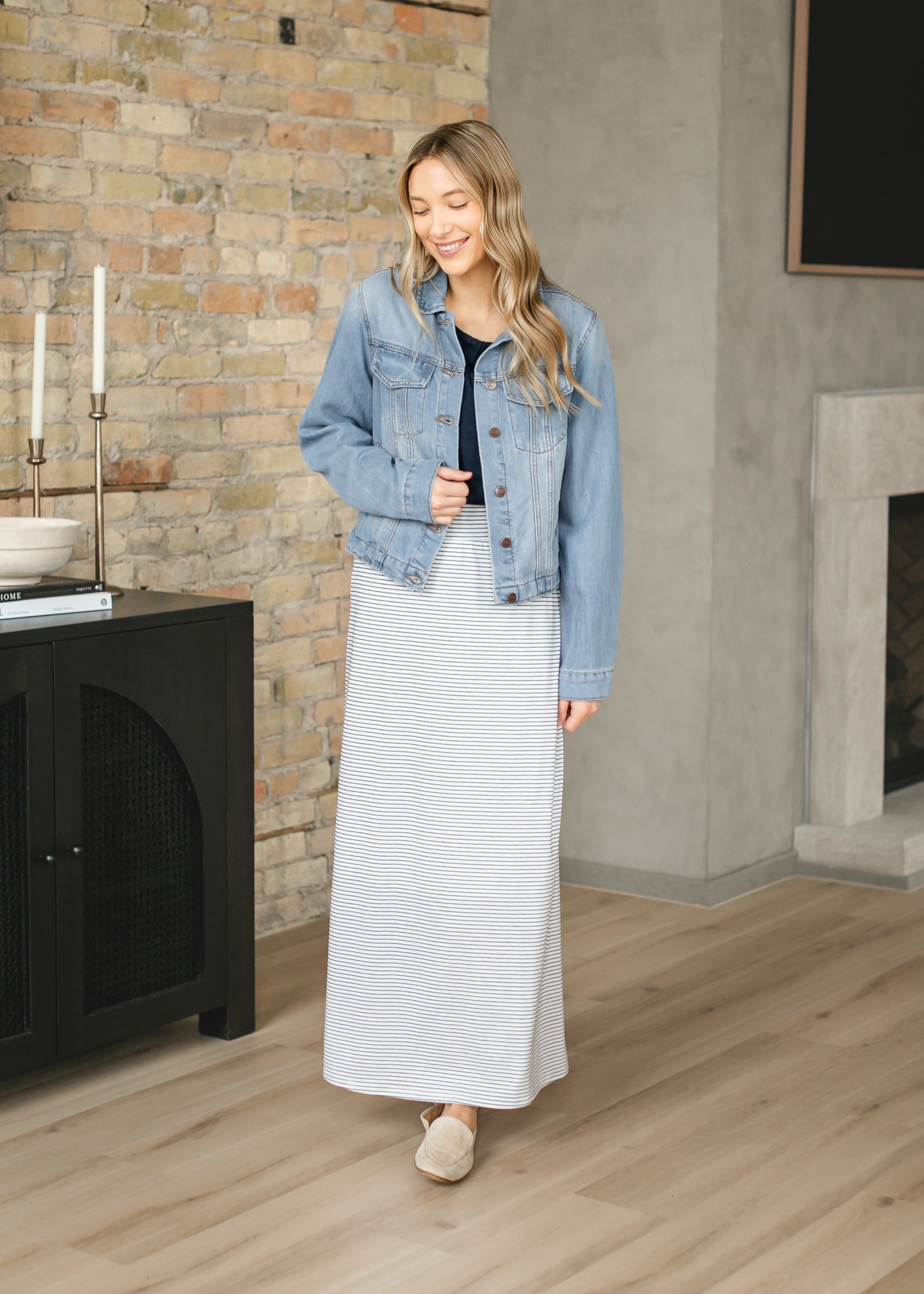 Inherit Co. Clarise Striped Premium Knit Maxi Skirt - FINAL SALE — alternative angle