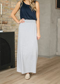 Inherit Co. Clarise Striped Premium Knit Maxi Skirt - FINAL SALE — in-use photo