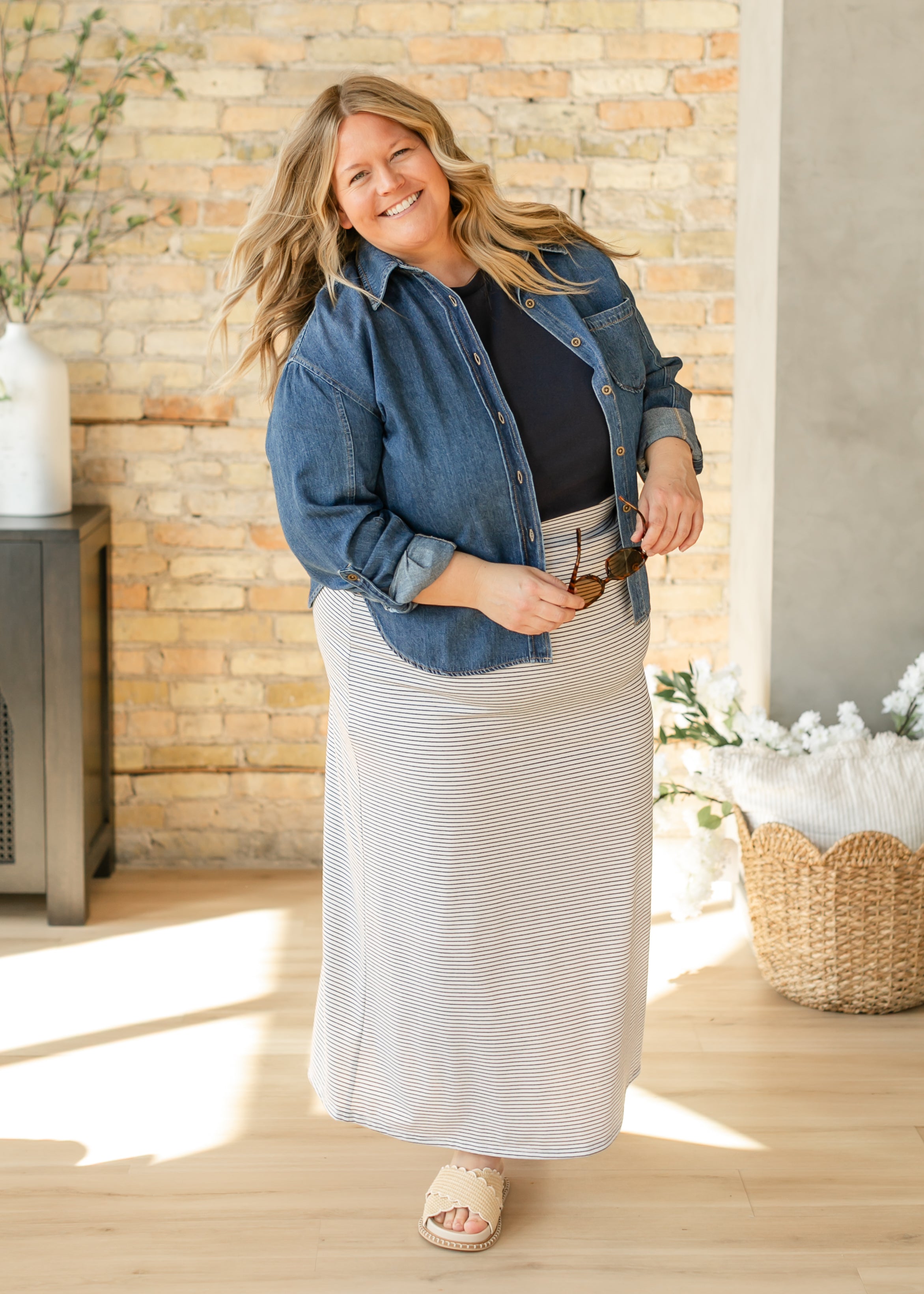 Inherit Co. Clarise Striped Premium Knit Maxi Skirt - FINAL SALE — lifestyle context