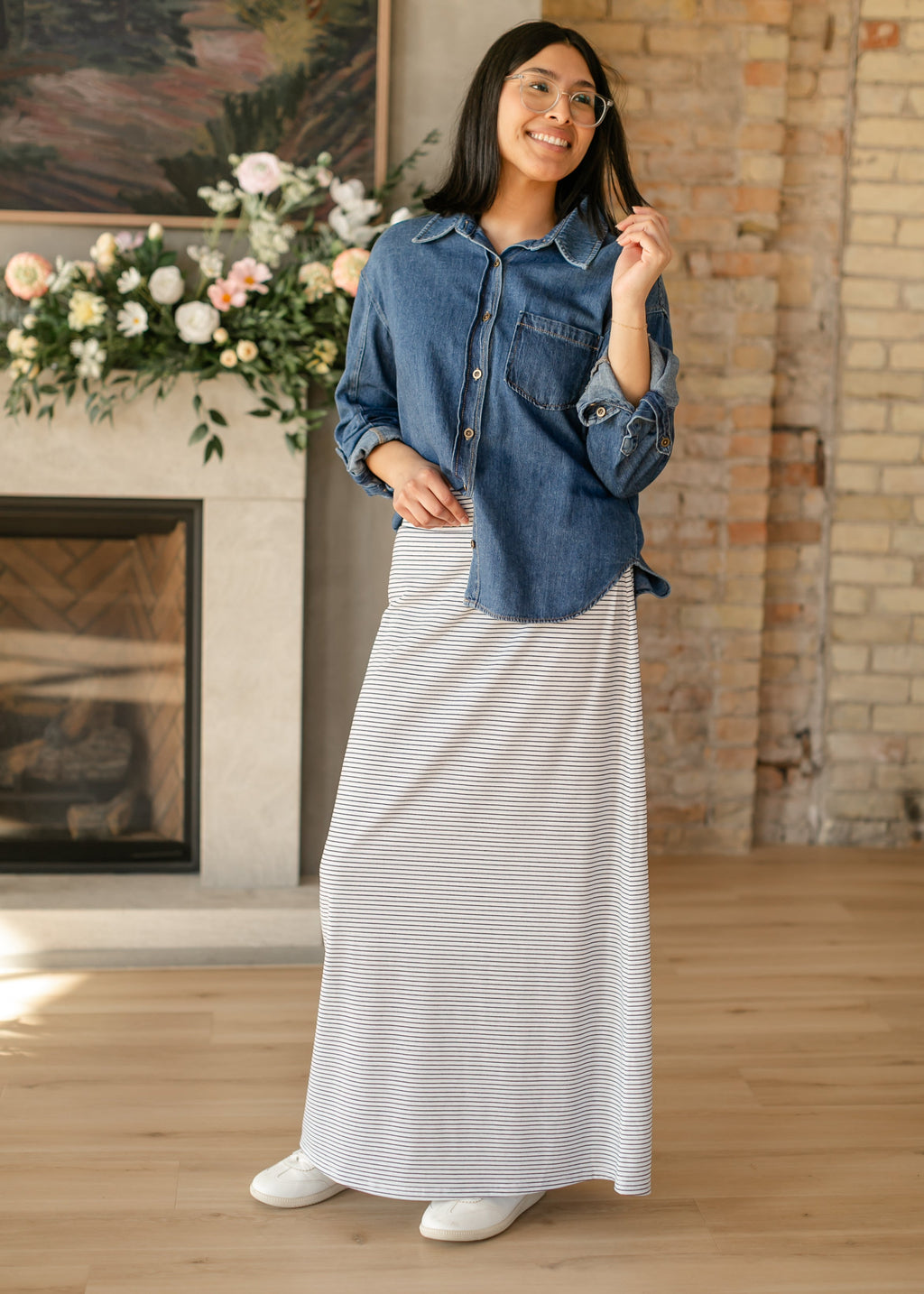 Inherit Co. Clarise Striped Premium Knit Maxi Skirt - FINAL SALE — back view