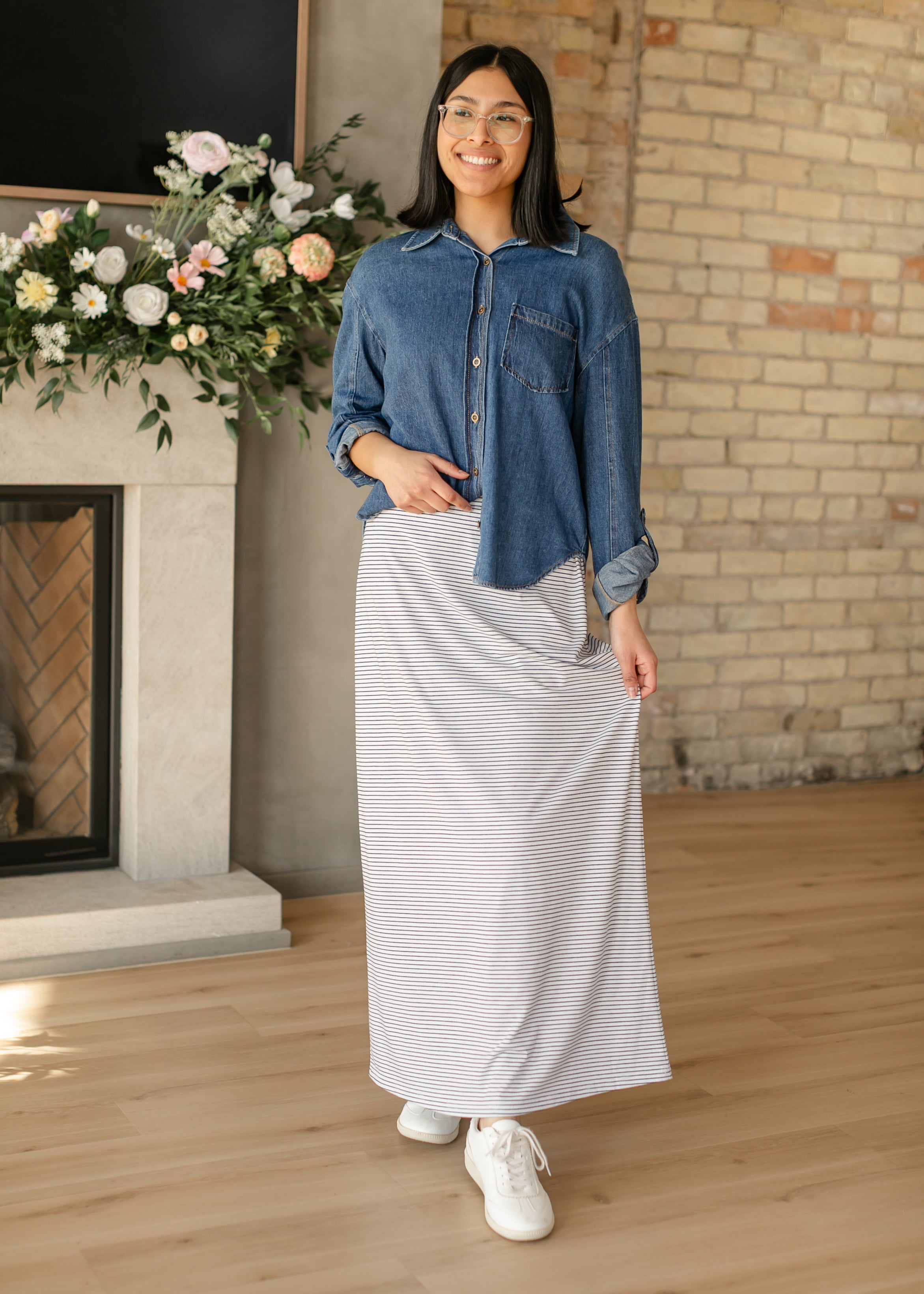 Inherit Co. Clarise Striped Premium Knit Maxi Skirt - FINAL SALE — detail close-up