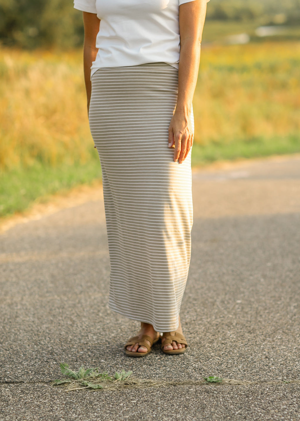 Inherit Co. Clarise Striped Premium Knit Maxi Skirt - FINAL SALE — flat-lay composition