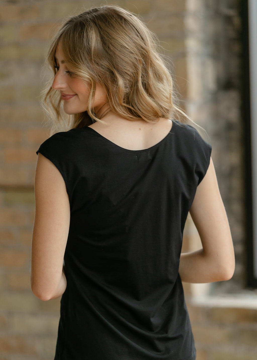 Inherit Co. Classic Black Cap Sleeve Tank — side view