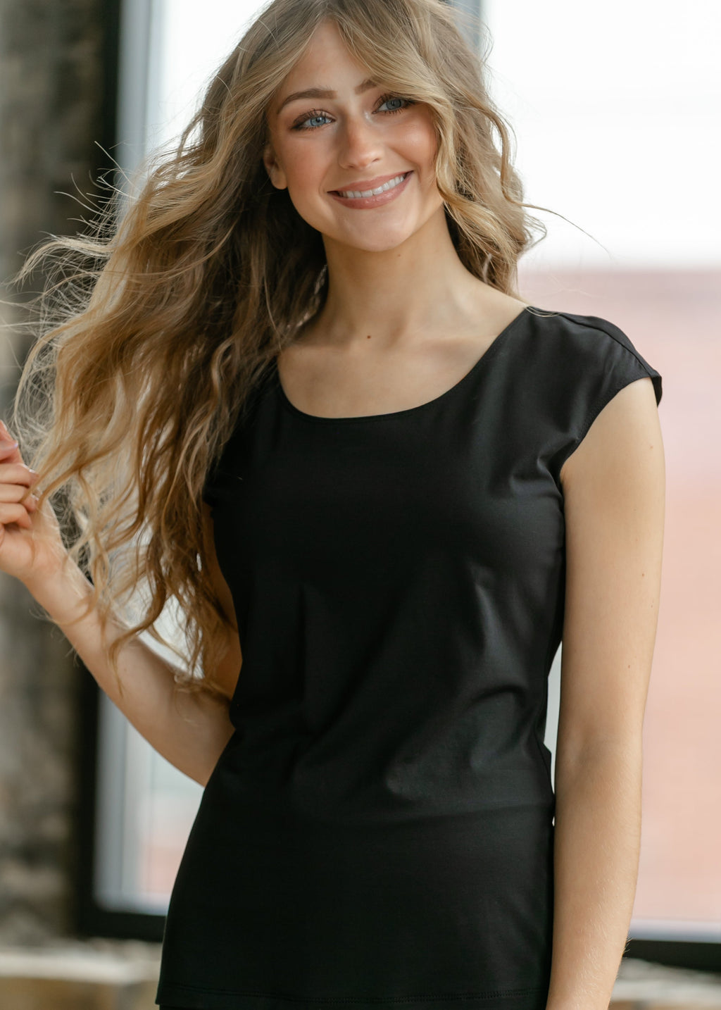 Inherit Co. Classic Black Cap Sleeve Tank — main product shot