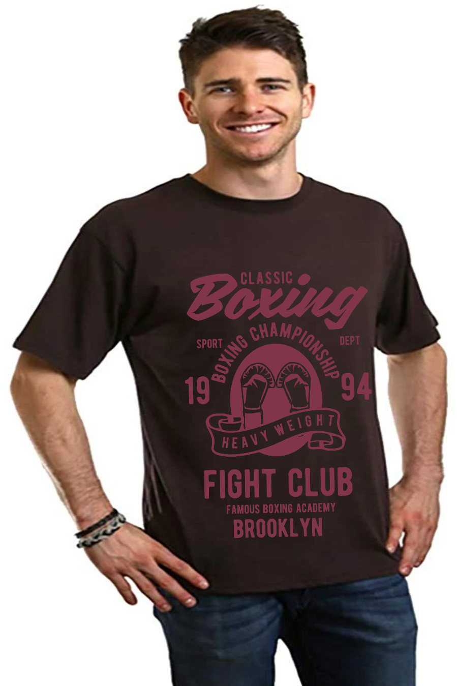 Spun Bamboo Classic Boxing Men's Bamboo Viscose/Organic Cotton Short Sleeve Graphic T-Shirt — back view