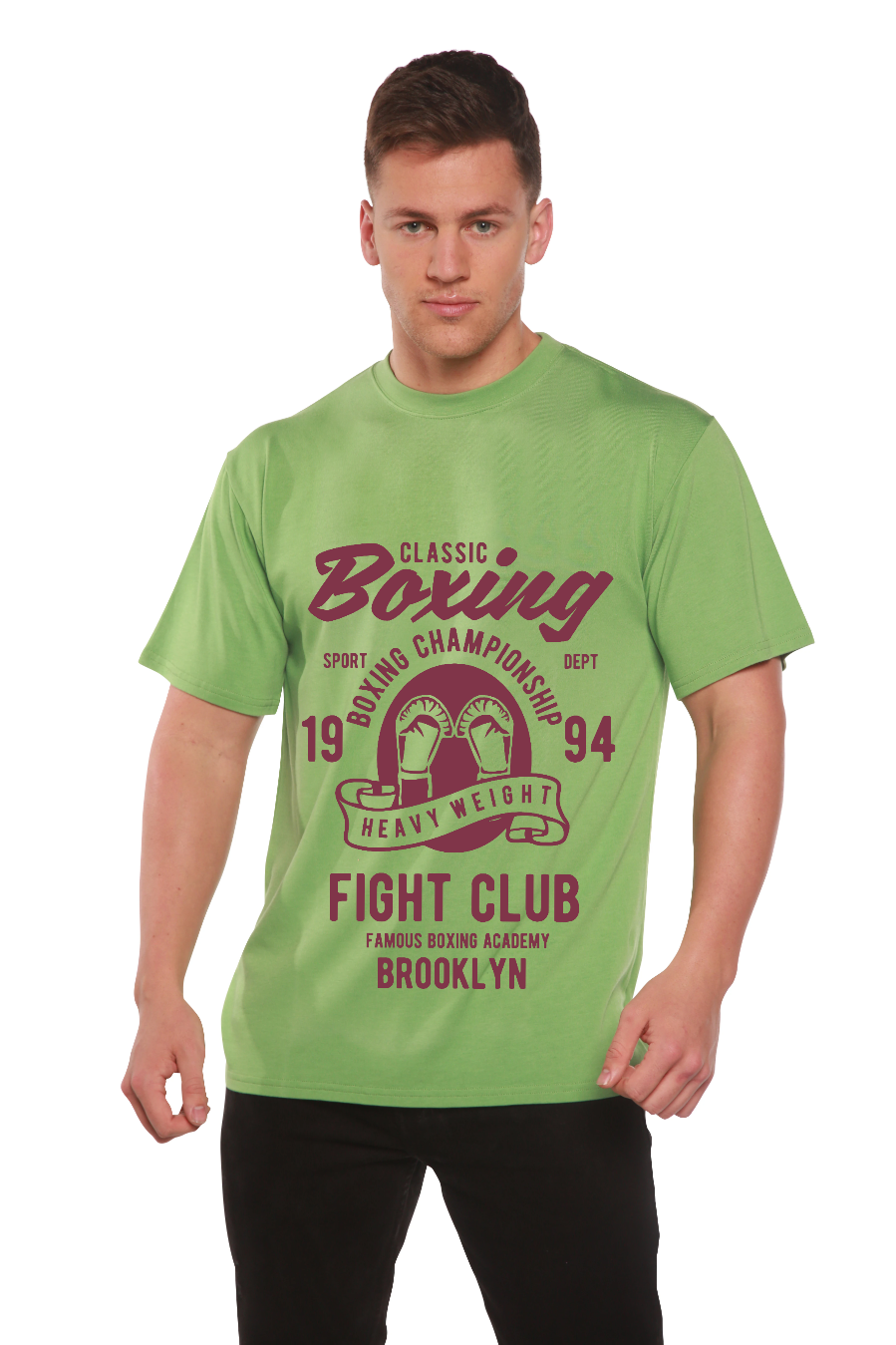 Spun Bamboo Classic Boxing Men's Bamboo Viscose/Organic Cotton Short Sleeve Graphic T-Shirt — alternative angle