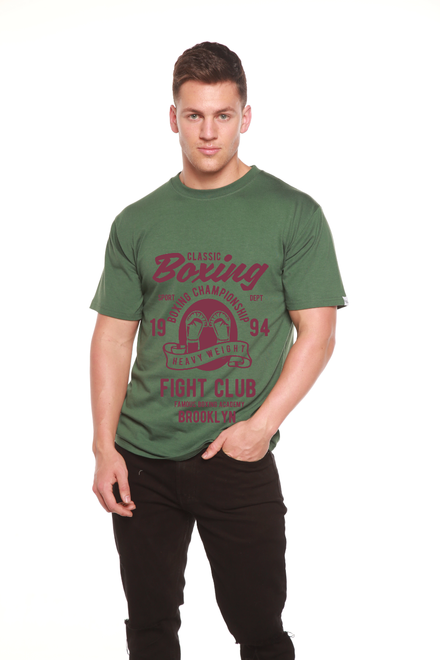 Spun Bamboo Classic Boxing Men's Bamboo Viscose/Organic Cotton Short Sleeve Graphic T-Shirt — feature highlight