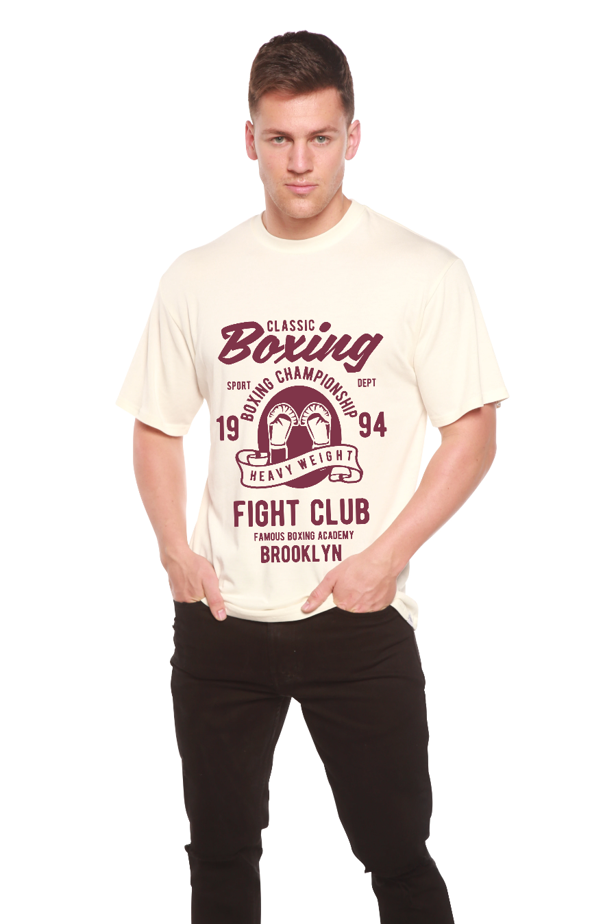 Spun Bamboo Classic Boxing Men's Bamboo Viscose/Organic Cotton Short Sleeve Graphic T-Shirt — side view