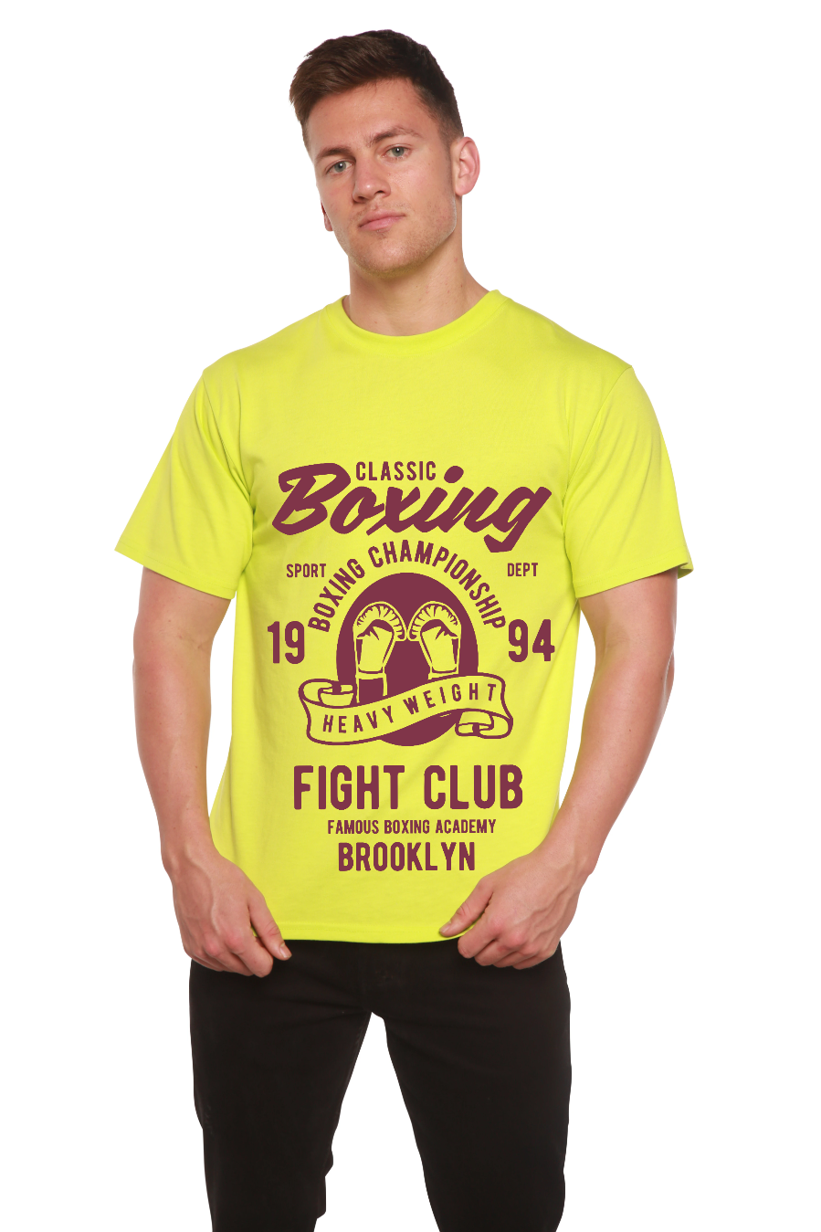 Spun Bamboo Classic Boxing Men's Bamboo Viscose/Organic Cotton Short Sleeve Graphic T-Shirt — packaging