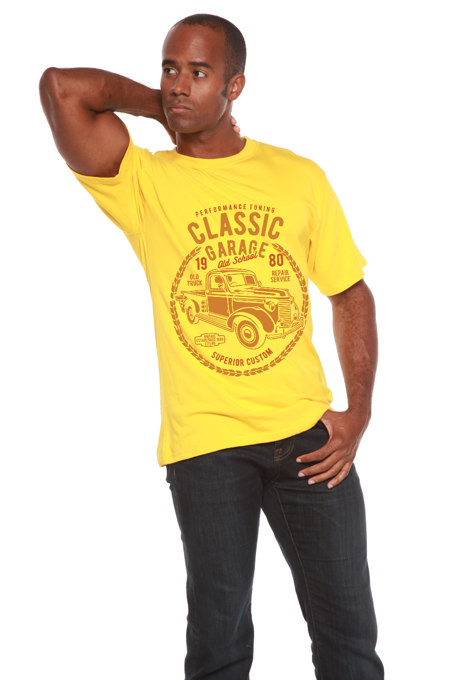 Spun Bamboo Classic Garage Men's Bamboo Viscose/Organic Cotton Short Sleeve Graphic T-Shirt — in-use photo