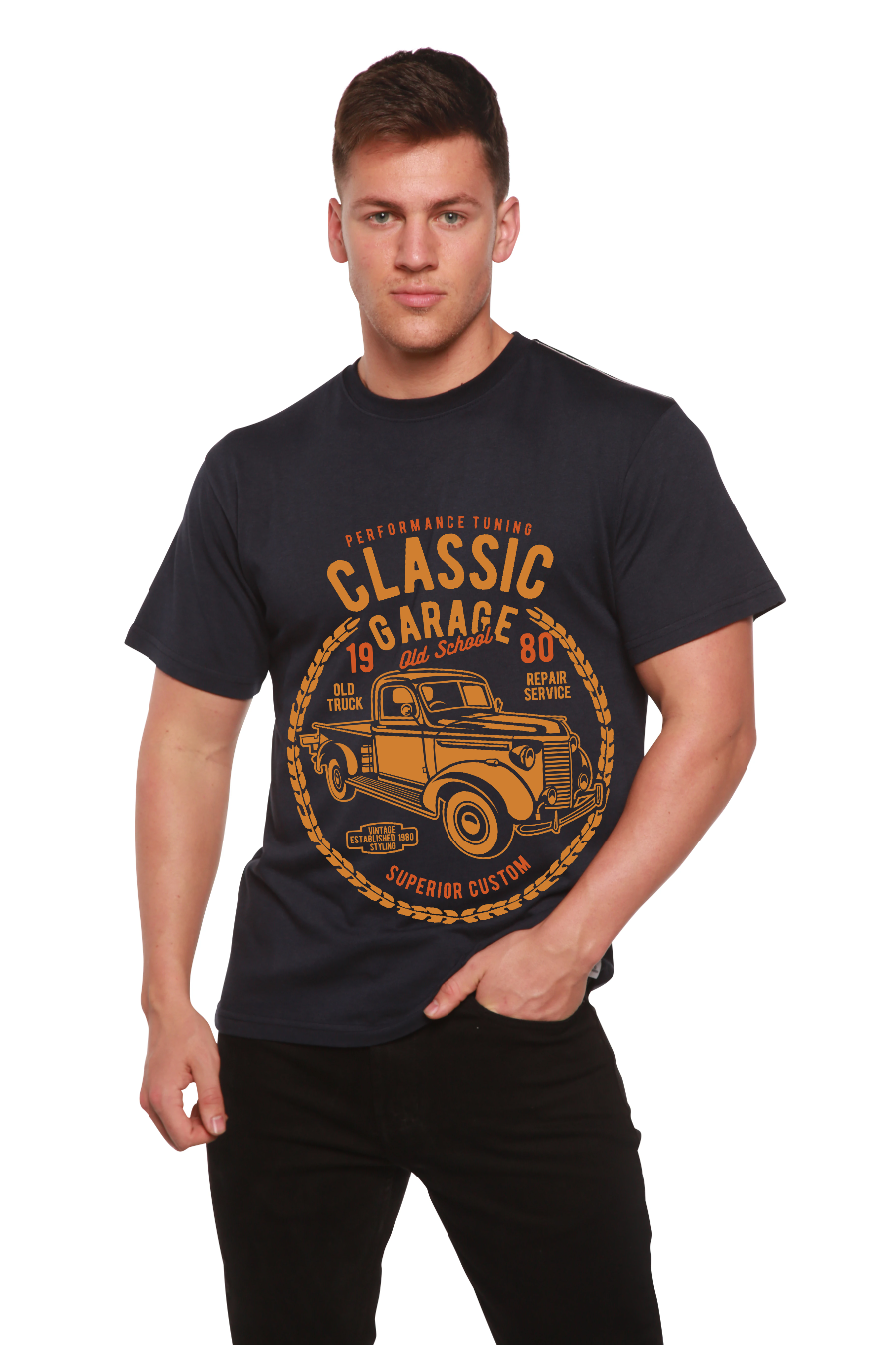 Spun Bamboo Classic Garage Men's Bamboo Viscose/Organic Cotton Short Sleeve Graphic T-Shirt — main product shot
