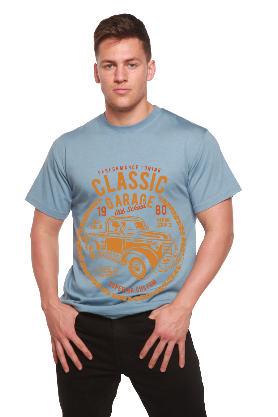 Spun Bamboo Classic Garage Men's Bamboo Viscose/Organic Cotton Short Sleeve Graphic T-Shirt — feature highlight