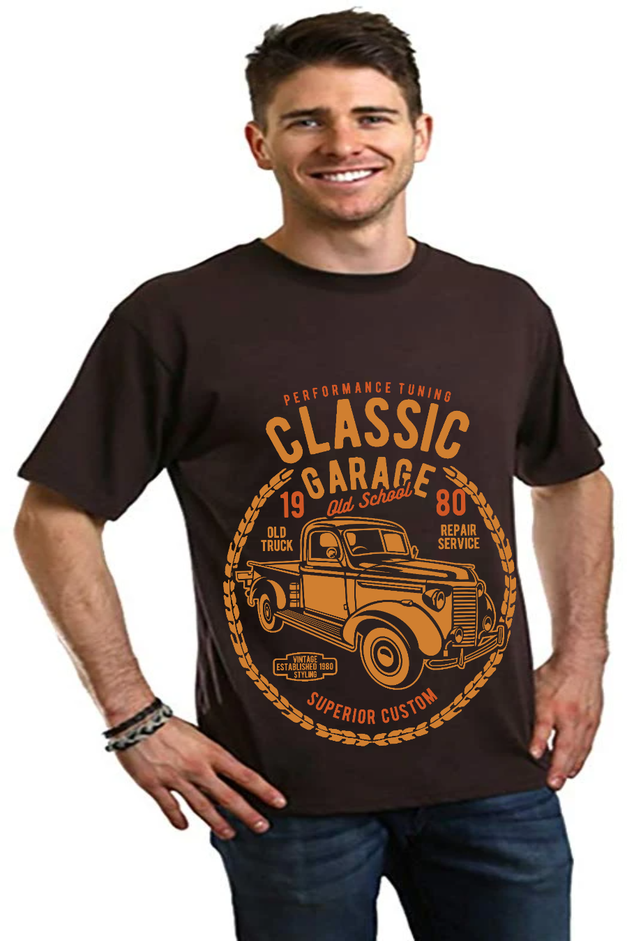 Spun Bamboo Classic Garage Men's Bamboo Viscose/Organic Cotton Short Sleeve Graphic T-Shirt — back view