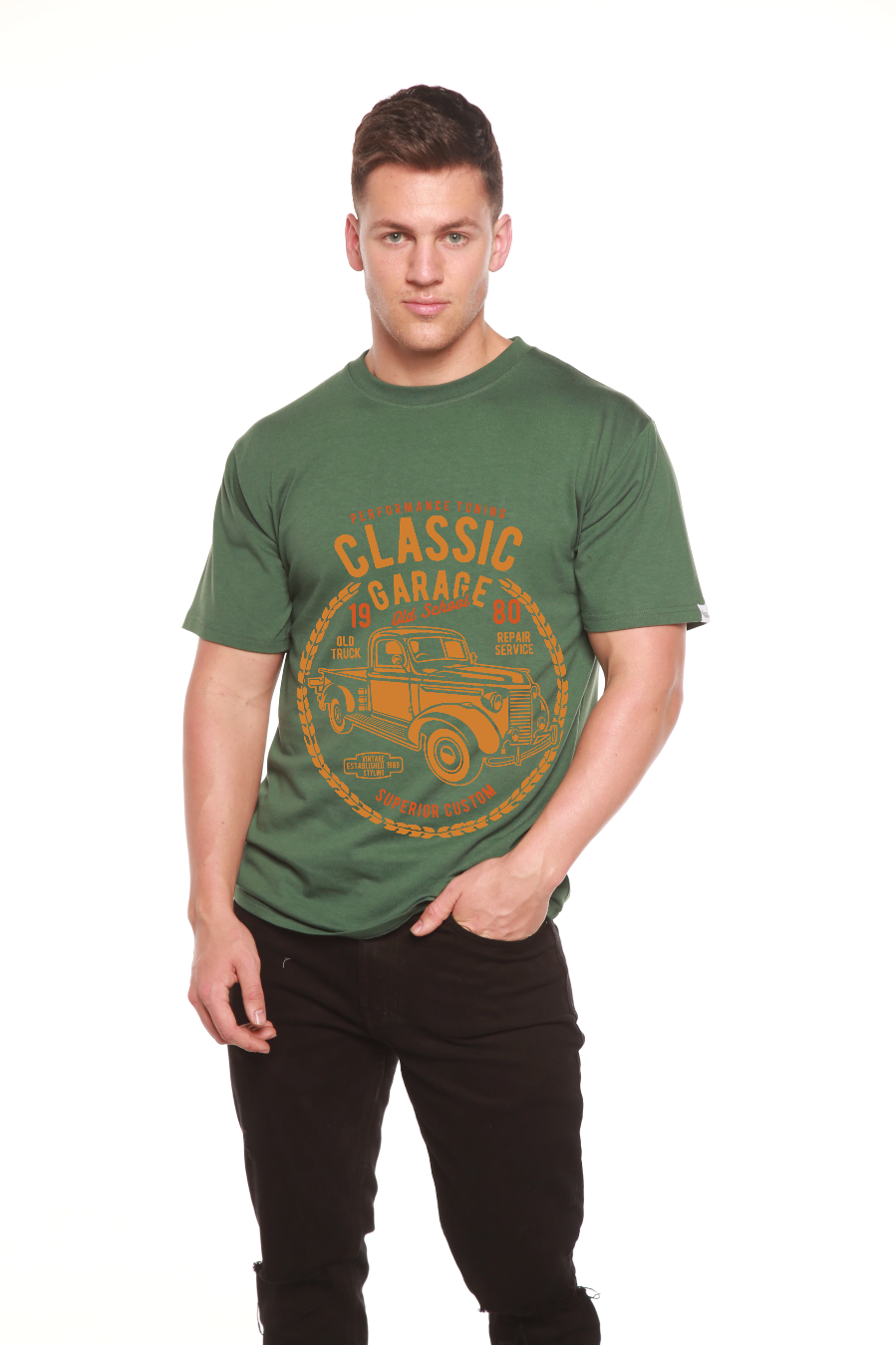 Spun Bamboo Classic Garage Men's Bamboo Viscose/Organic Cotton Short Sleeve Graphic T-Shirt — comparison shot