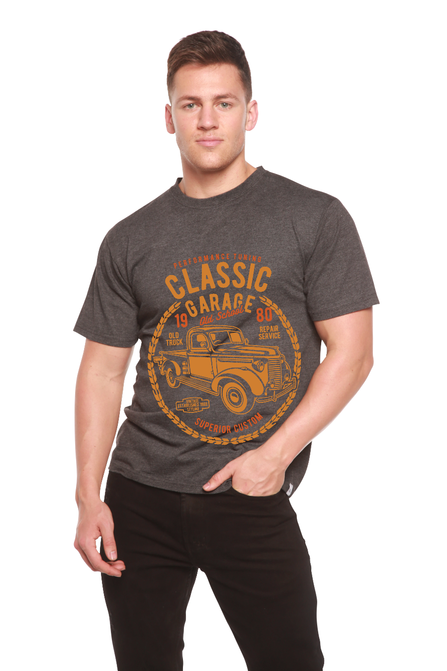 Spun Bamboo Classic Garage Men's Bamboo Viscose/Organic Cotton Short Sleeve Graphic T-Shirt — color detail