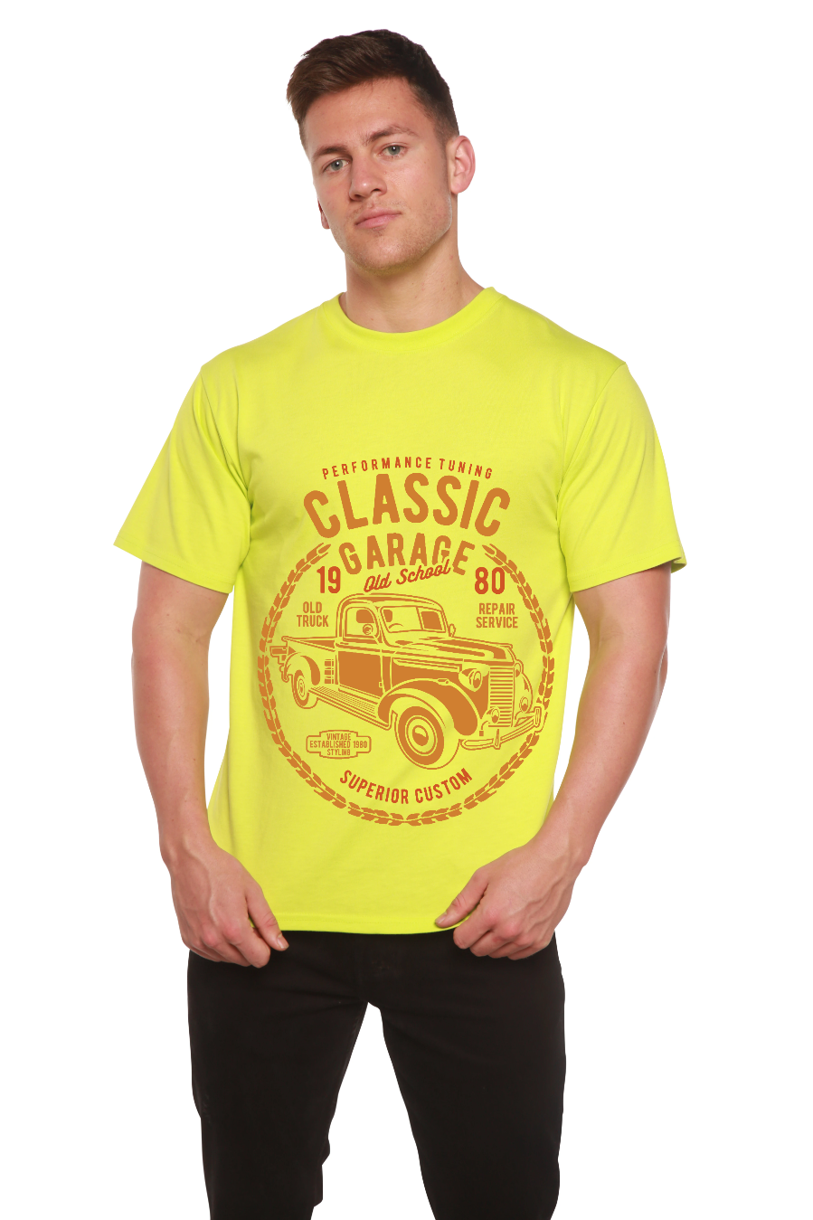 Spun Bamboo Classic Garage Men's Bamboo Viscose/Organic Cotton Short Sleeve Graphic T-Shirt — packaging