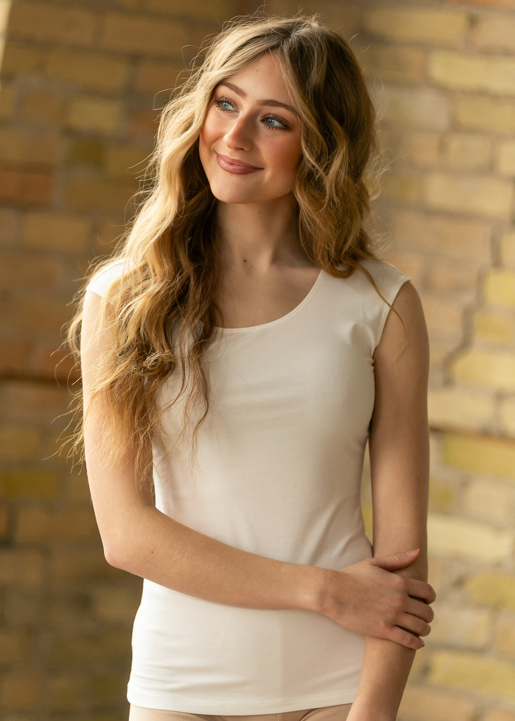 Inherit Co. Classic Ivory Cap Sleeve Tank — main product shot