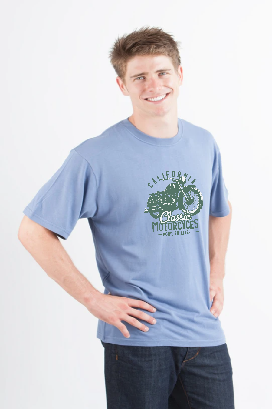 Spun Bamboo Classic Motorcycles Men's Bamboo Viscose/Organic Cotton Short Sleeve Graphic T-Shirt — alternative angle
