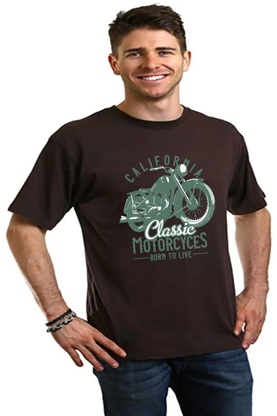 Spun Bamboo Classic Motorcycles Men's Bamboo Viscose/Organic Cotton Short Sleeve Graphic T-Shirt — lifestyle context