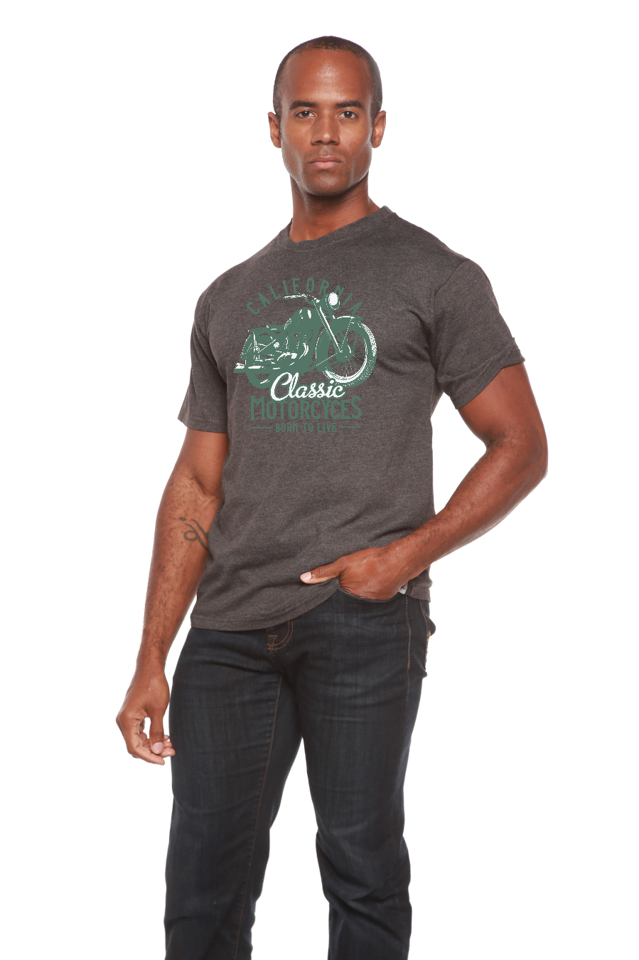 Spun Bamboo Classic Motorcycles Men's Bamboo Viscose/Organic Cotton Short Sleeve Graphic T-Shirt — back view