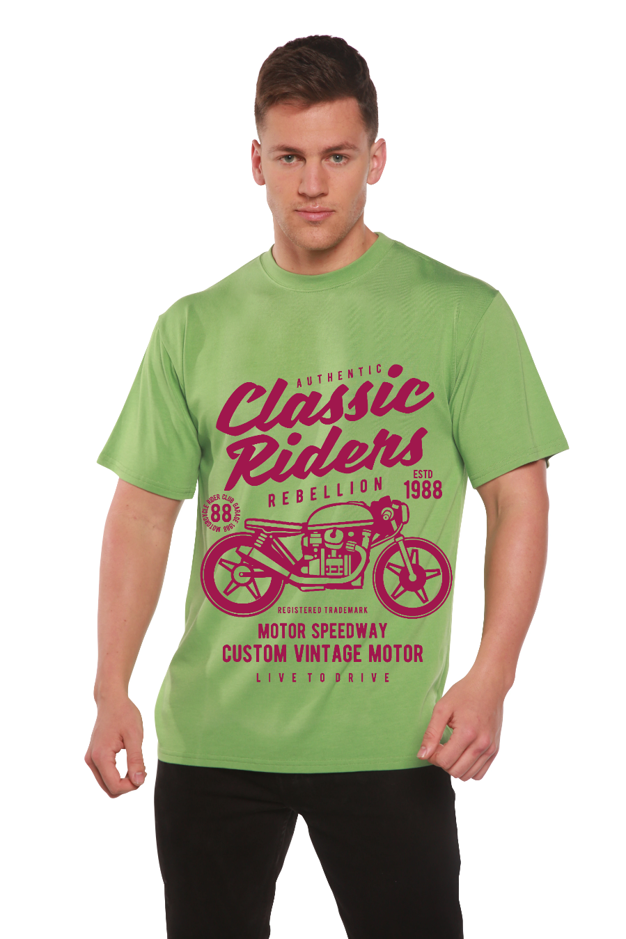 Spun Bamboo Classic Riders Men's Bamboo Viscose/Organic Cotton Short Sleeve Graphic T-Shirt — alternative angle
