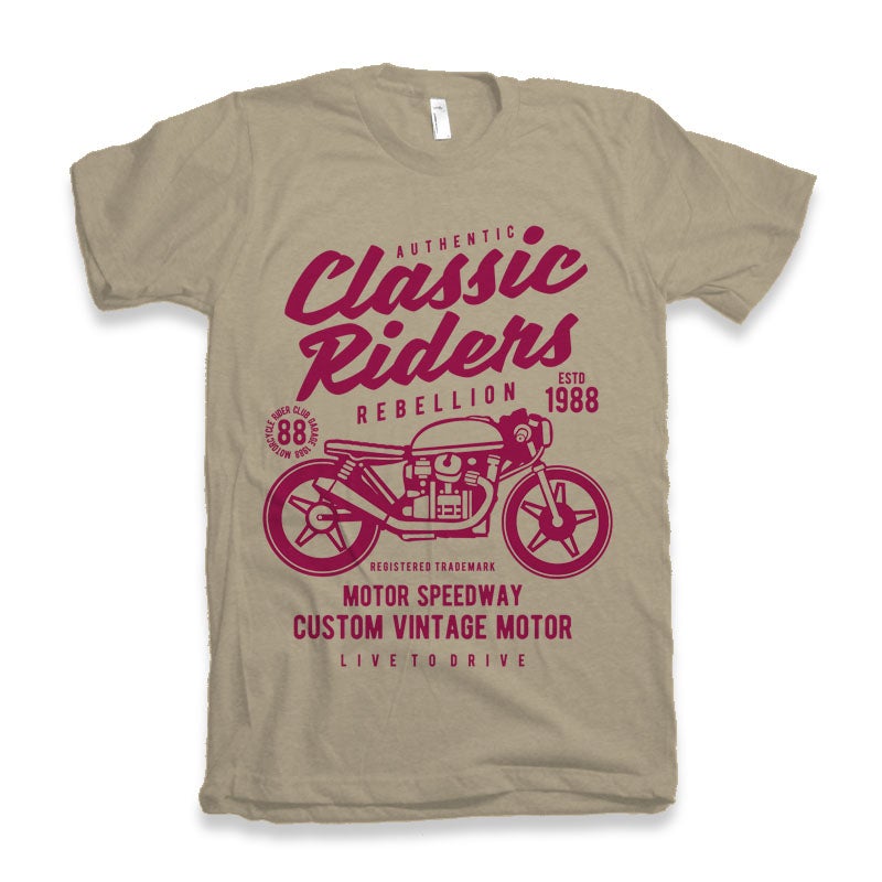 Spun Bamboo Classic Riders Men's Bamboo Viscose/Organic Cotton Short Sleeve Graphic T-Shirt — detail close-up