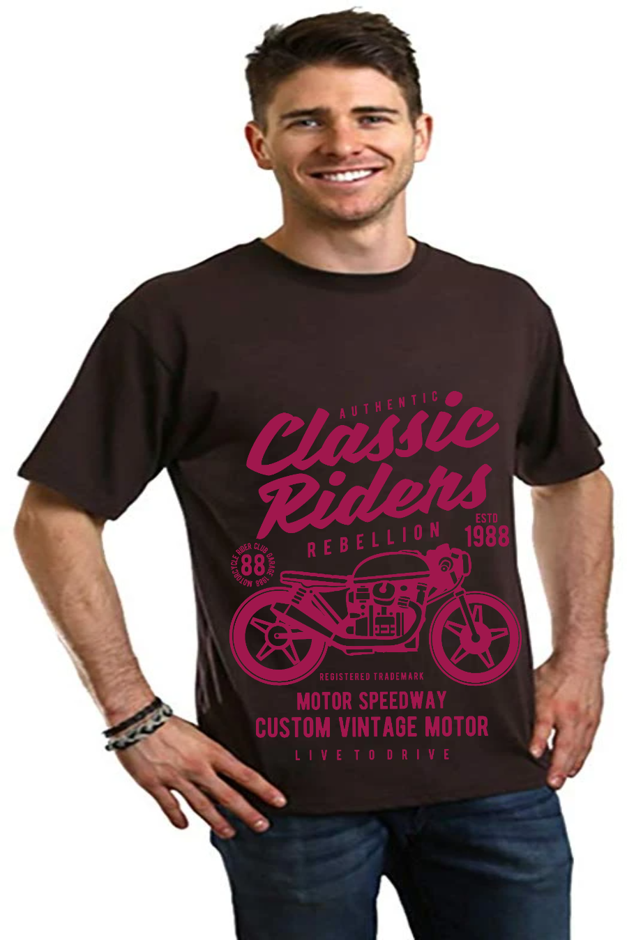 Spun Bamboo Classic Riders Men's Bamboo Viscose/Organic Cotton Short Sleeve Graphic T-Shirt — in-use photo