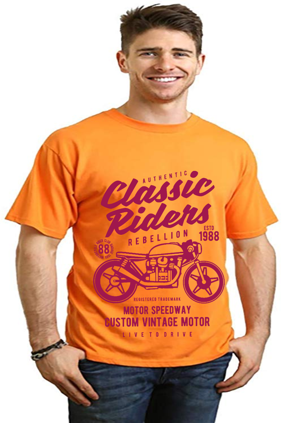 Spun Bamboo Classic Riders Men's Bamboo Viscose/Organic Cotton Short Sleeve Graphic T-Shirt — fabric or material detail