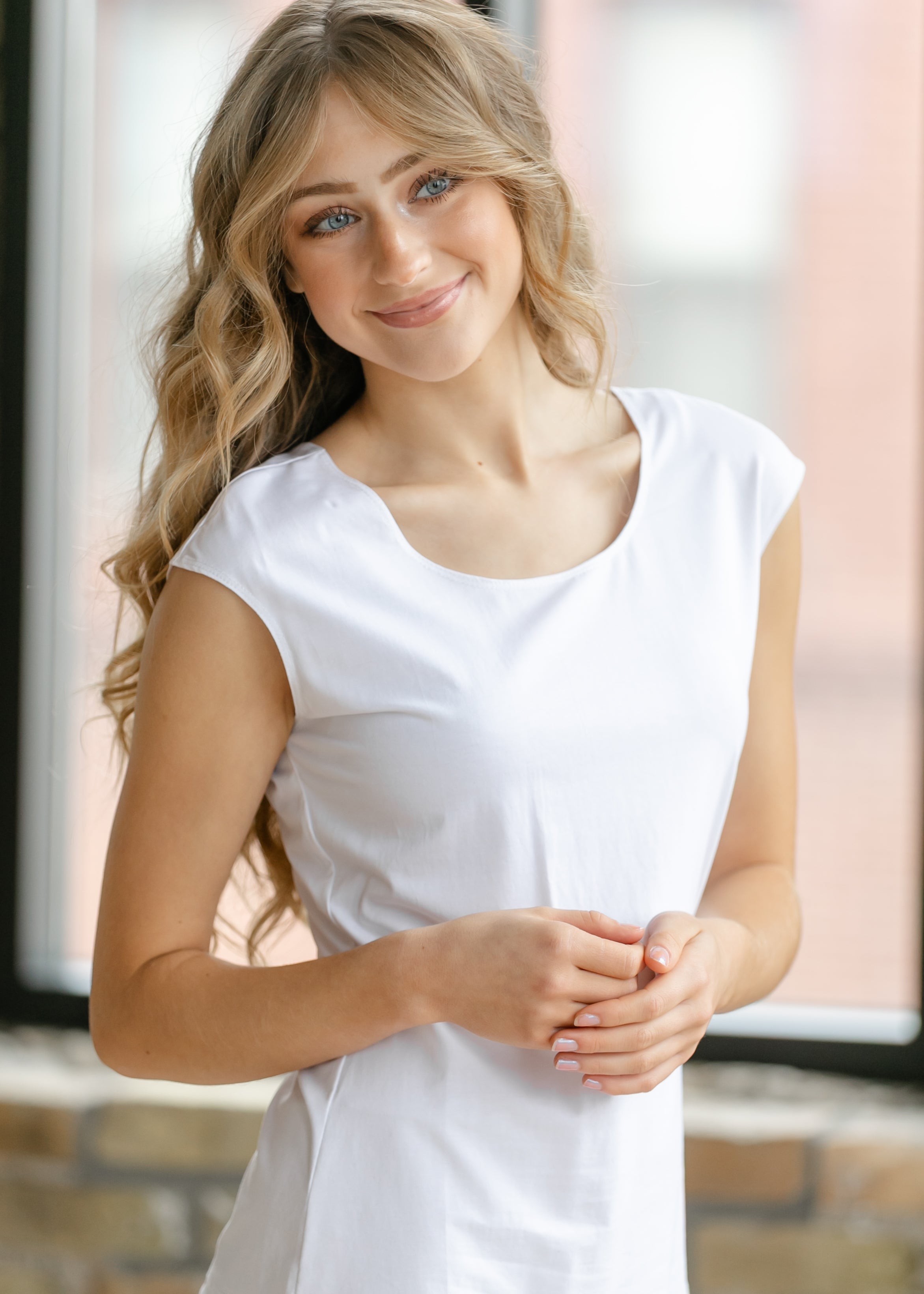 Classic White Cap Sleeve Tank — view 4