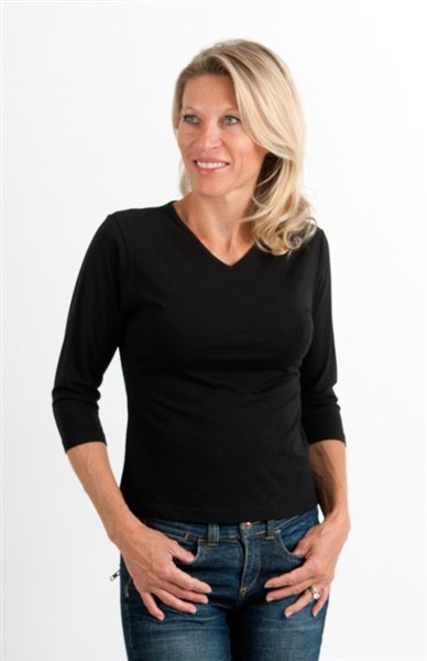 Clearance Women's Bamboo Viscose/Cotton V-Necks 3/4 Sleeve T-Shirt — view 5
