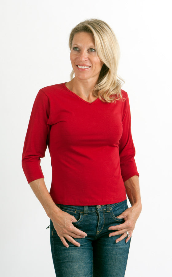 Clearance Women's Bamboo Viscose/Cotton V-Necks 3/4 Sleeve T-Shirt — view 8