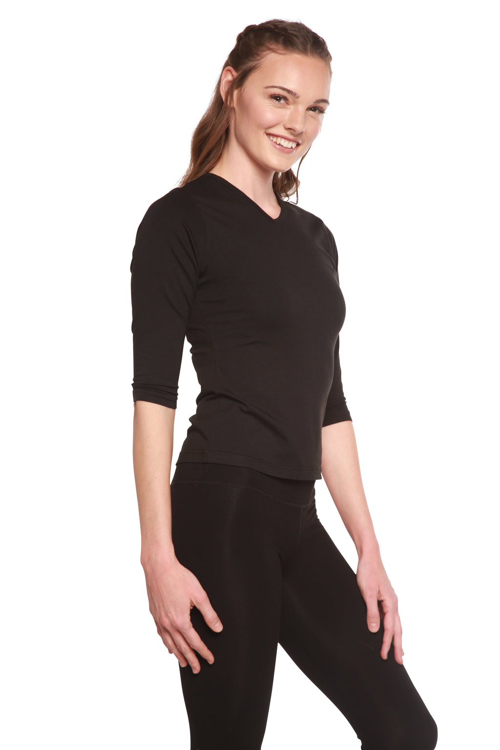 Clearance Women's Bamboo Viscose/Cotton V-Necks 3/4 Sleeve T-Shirt — view 3