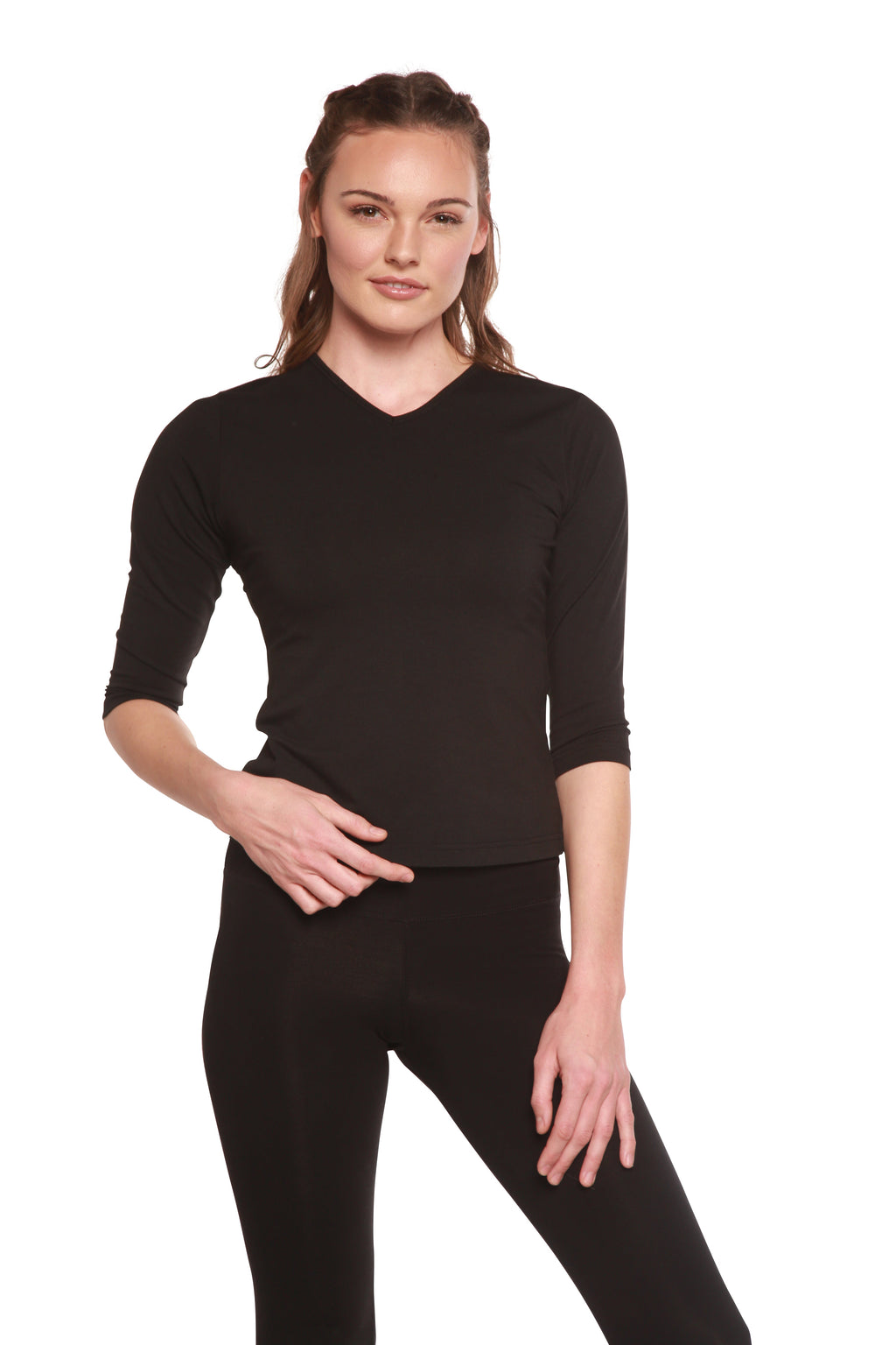 Clearance Women's Bamboo Viscose/Cotton V-Necks 3/4 Sleeve T-Shirt — view 4