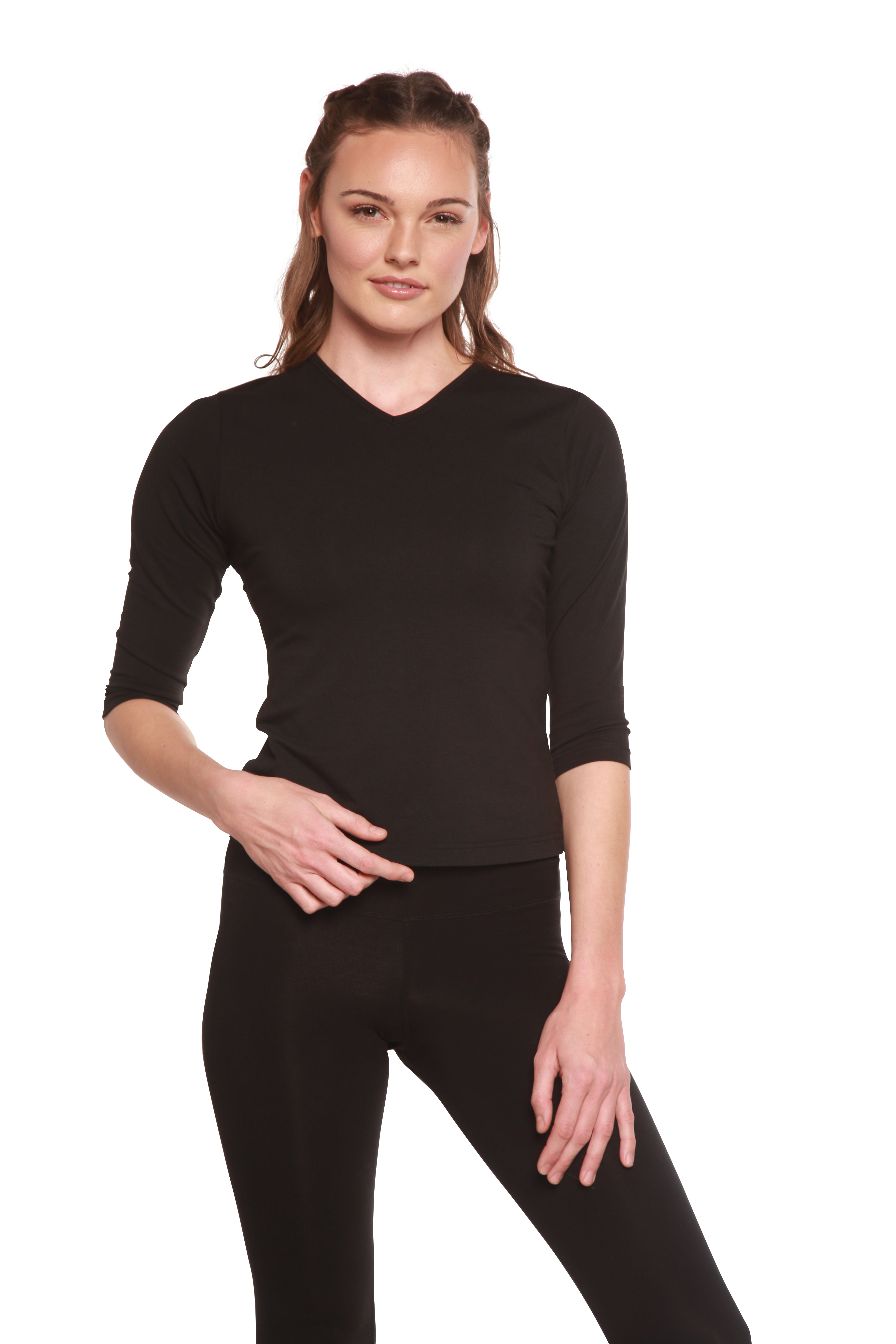 Clearance Women's Bamboo Viscose/Cotton V-Necks 3/4 Sleeve T-Shirt — view 4