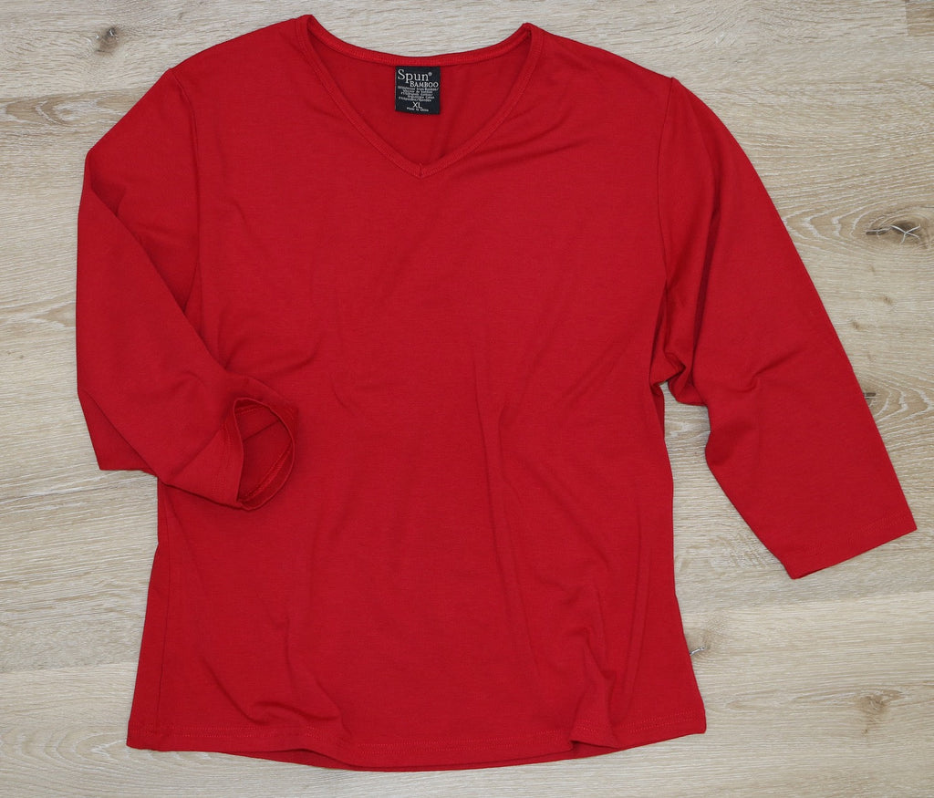 Clearance Women's Bamboo Viscose/Cotton V-Necks 3/4 Sleeve T-Shirt — view 6