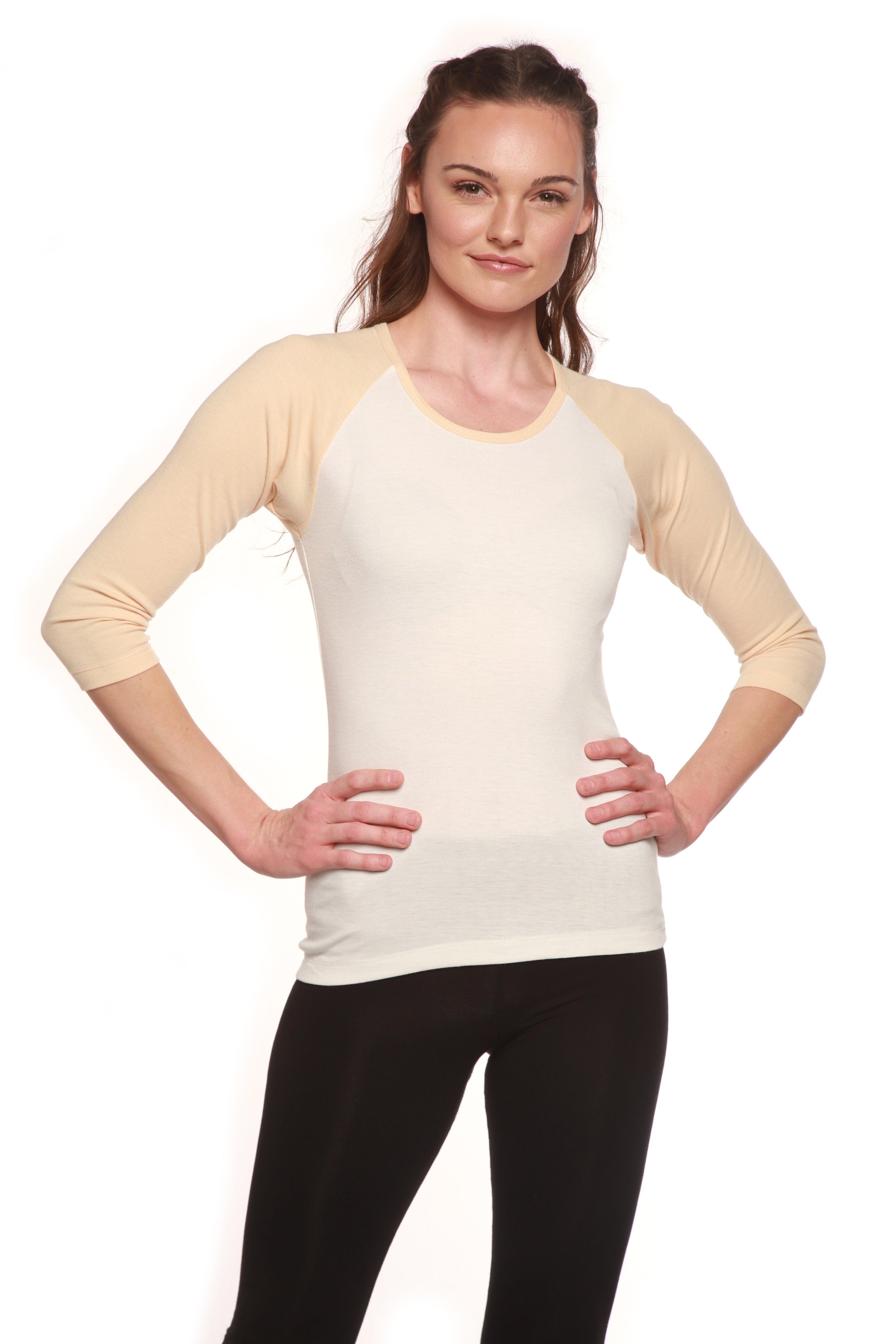 Spun Bamboo Clearance Women's Bamboo Viscose/Sorona 3/4 Sleeve T-Shirt — back view