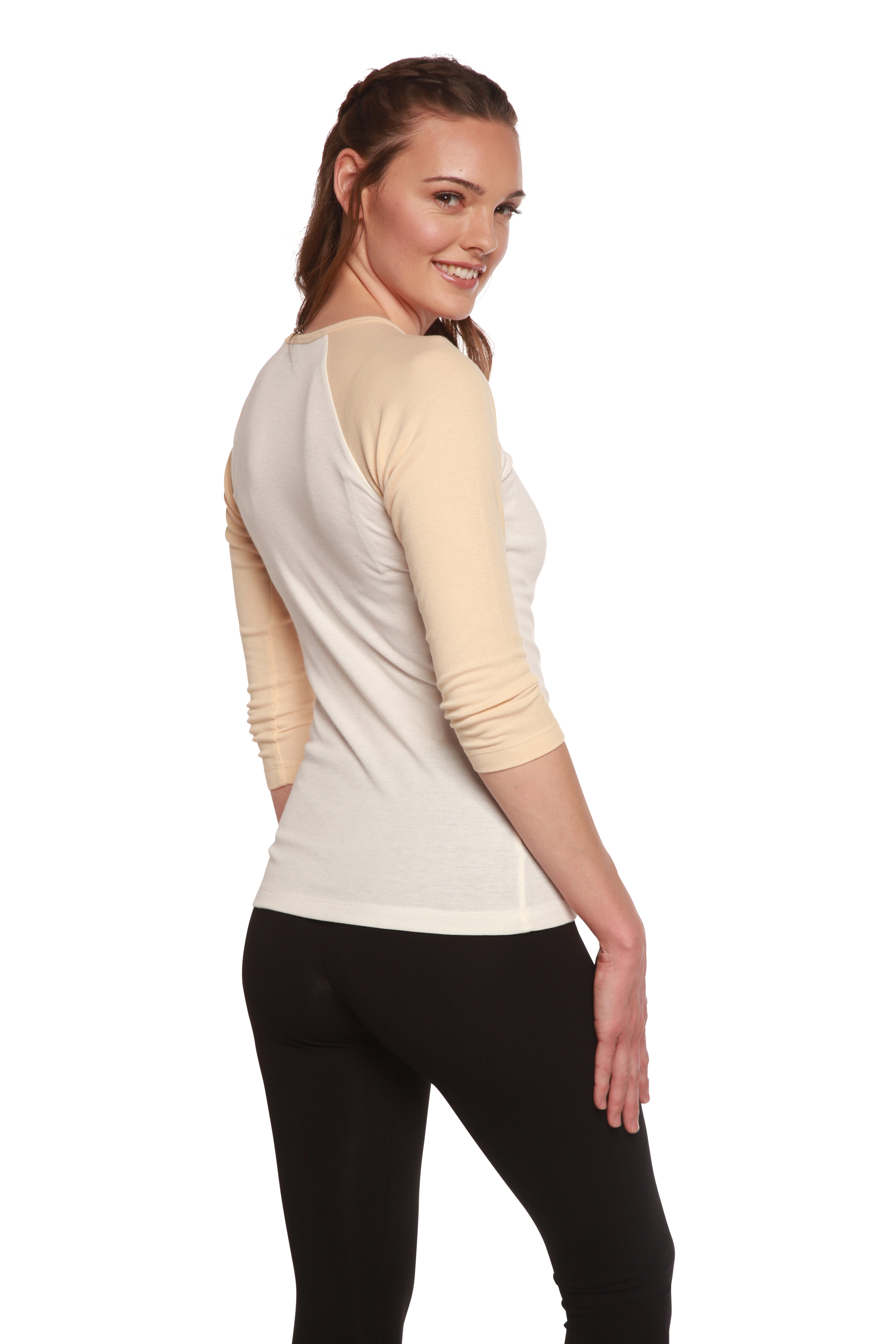 Spun Bamboo Clearance Women's Bamboo Viscose/Sorona 3/4 Sleeve T-Shirt — size reference