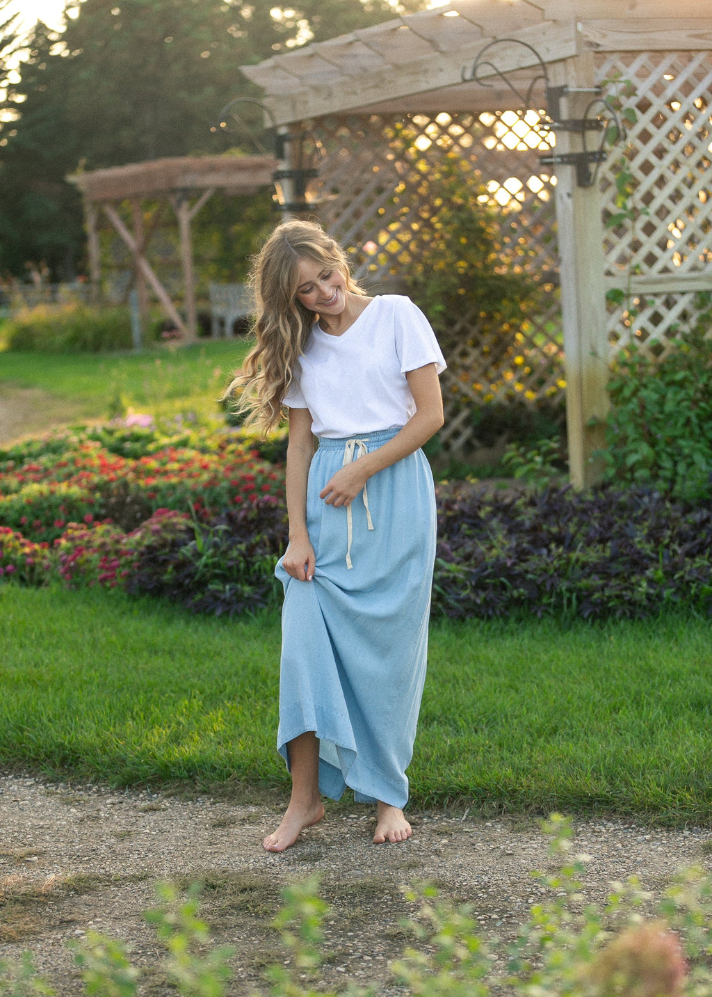 Inherit Co. Cleo Chambray Tie Maxi Skirt — comparison shot