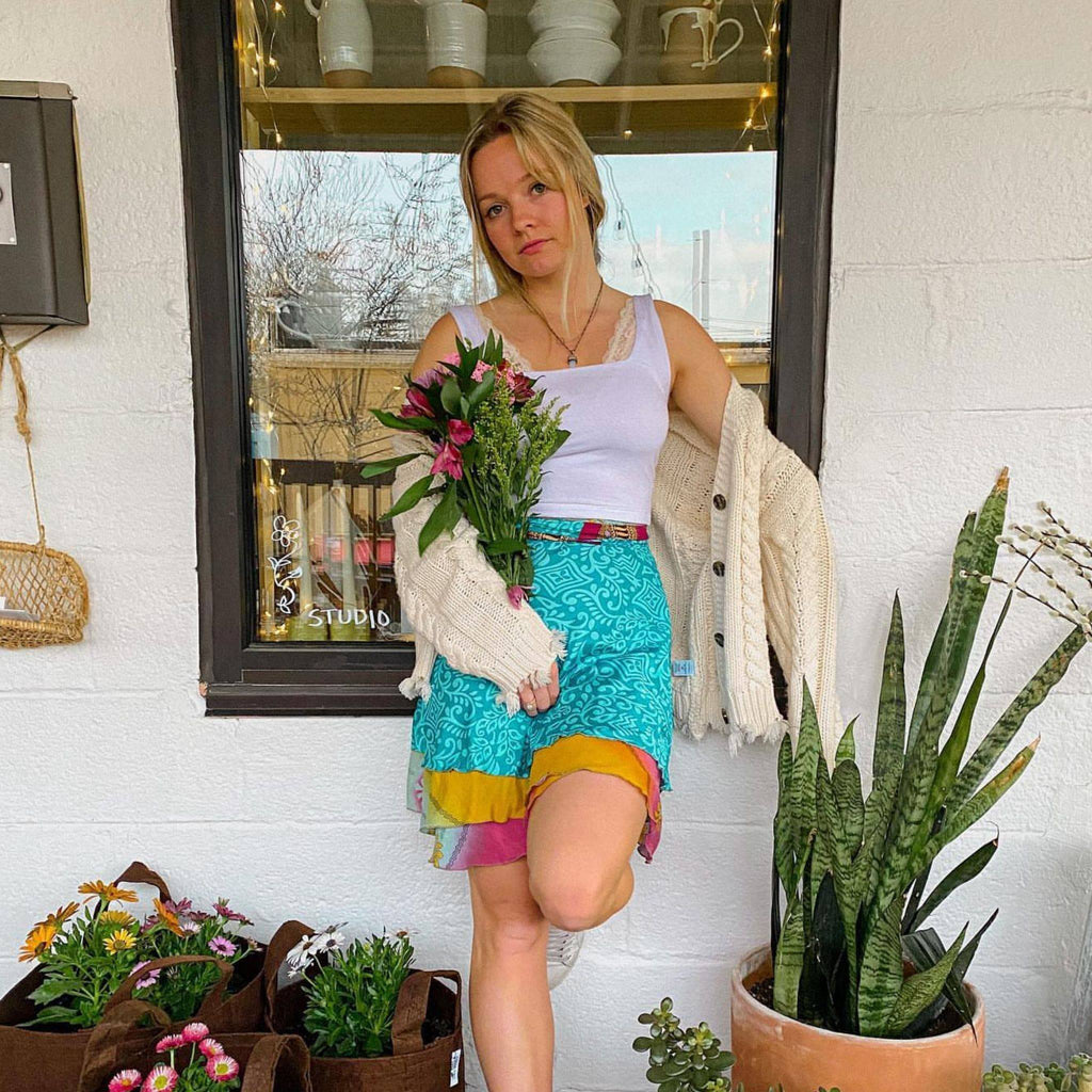 Darn Good Yarn Knee-Length: "Mini" Sari Wrap Skirts — size reference