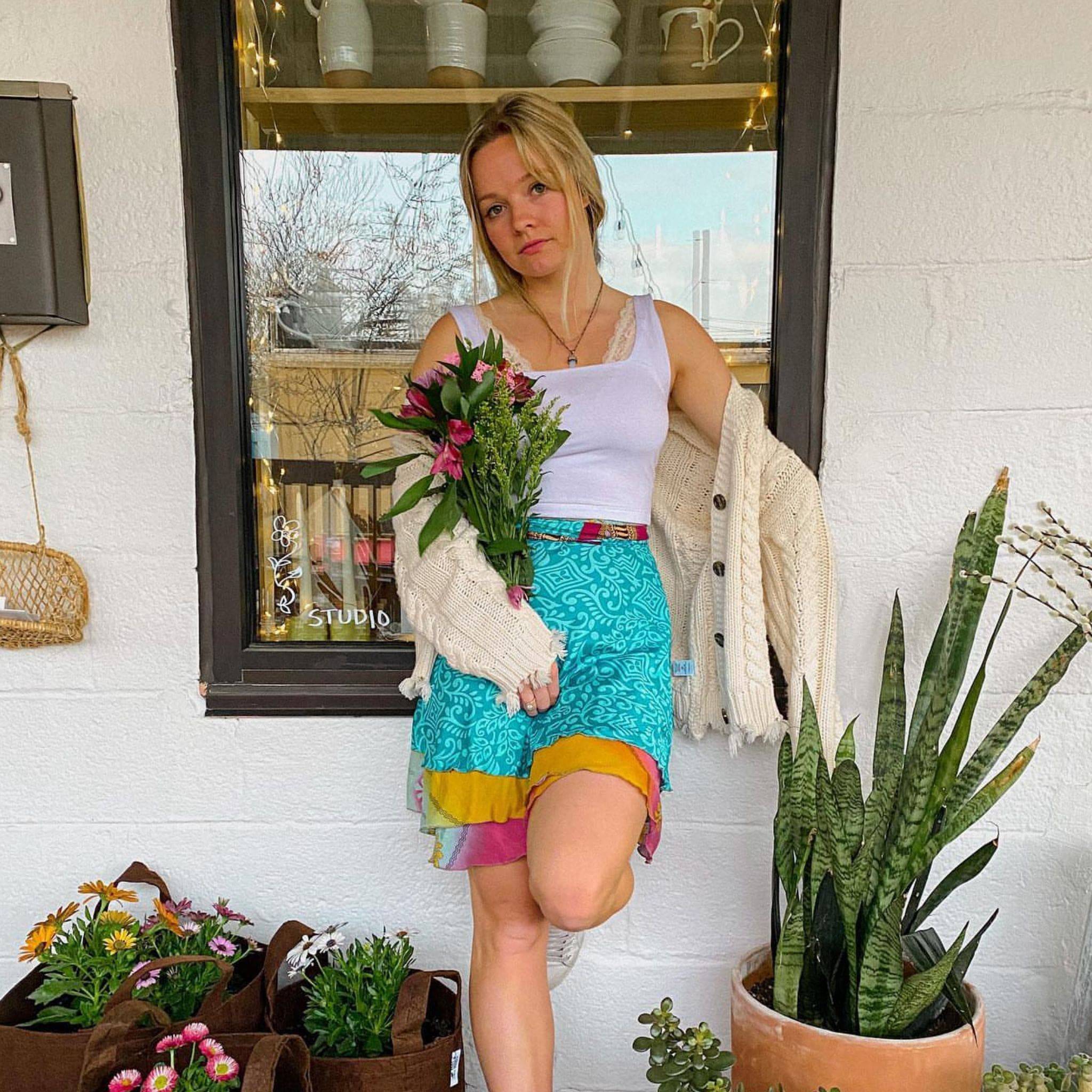 Darn Good Yarn Knee-Length: "Mini" Sari Wrap Skirts — size reference