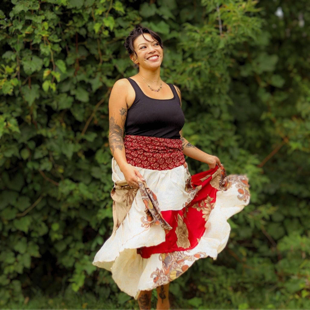 Darn Good Yarn Sedona Patchwork Dress — fabric or material detail