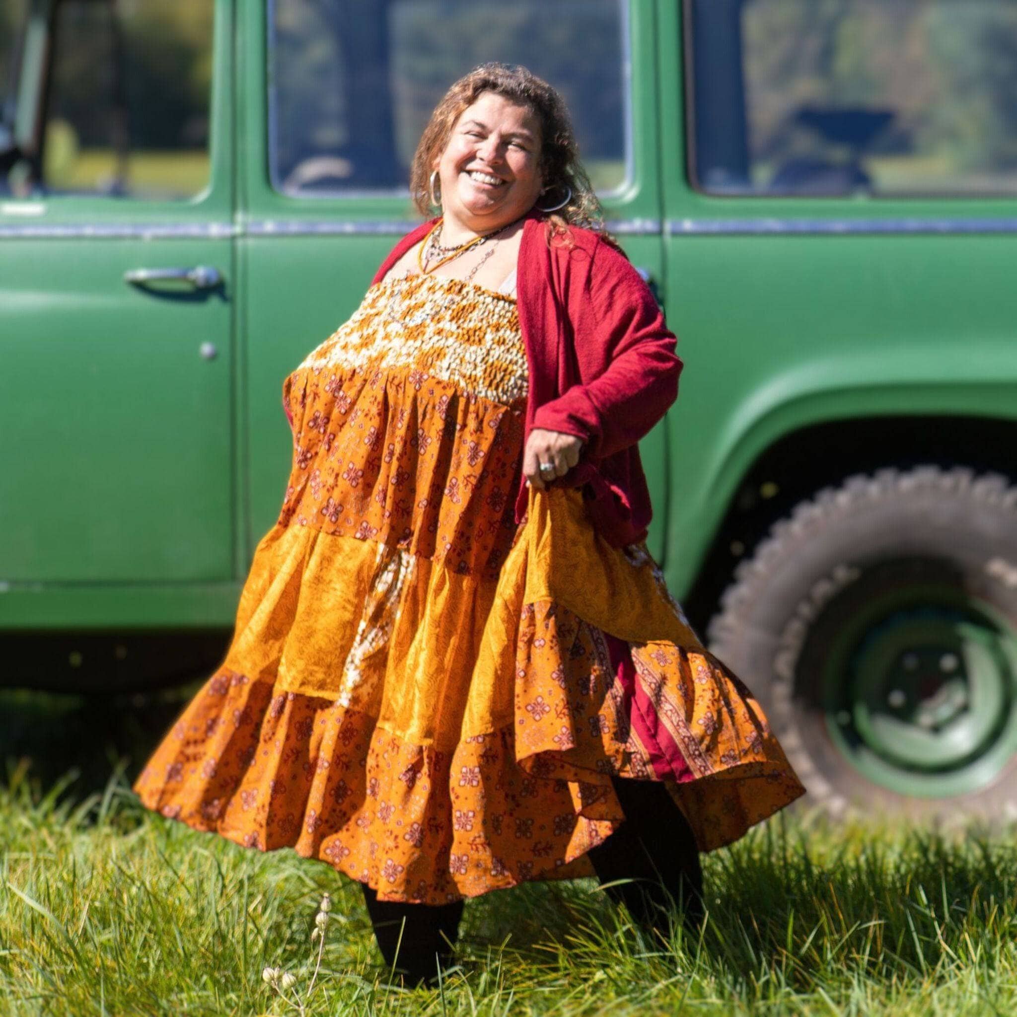 Darn Good Yarn Sedona Patchwork Dress — product on model