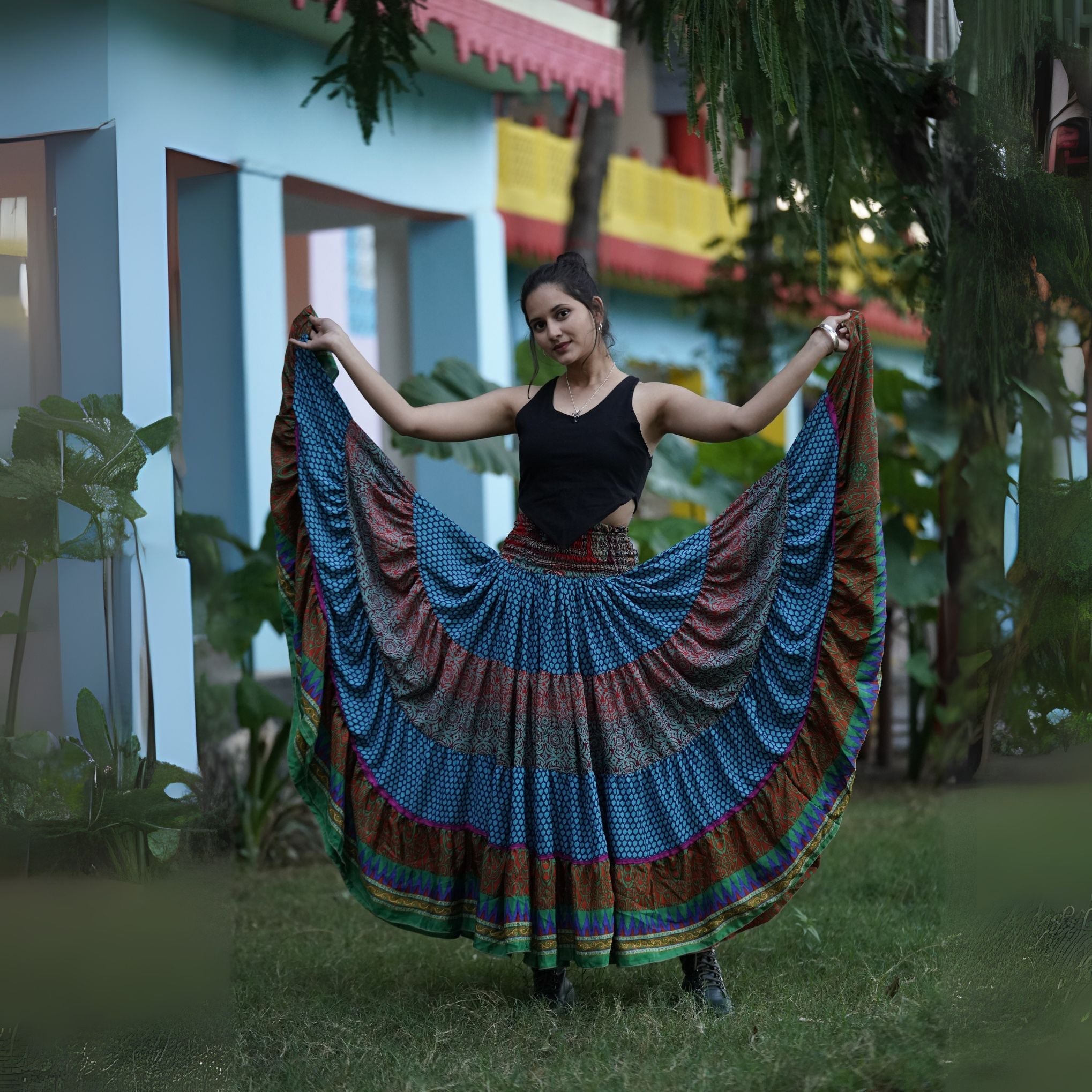 Darn Good Yarn Limited Edition: Woodstock Dreams Fiesta Sunset Skirt — clothing and accessories category context