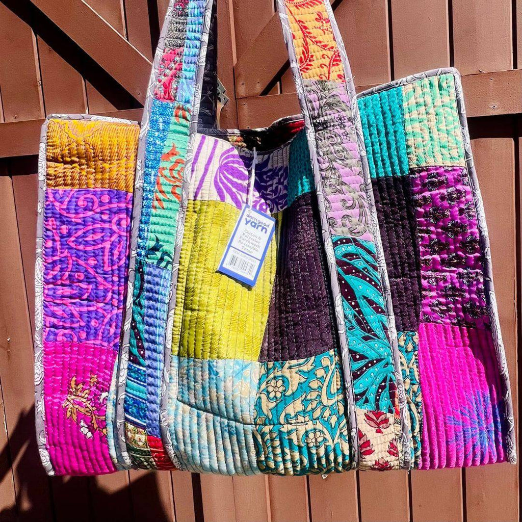Darn Good Yarn Quilted Cotton Tote — construction detail
