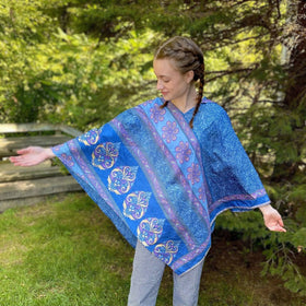 Darn Good Yarn Recycled Sari Hooded Poncho
