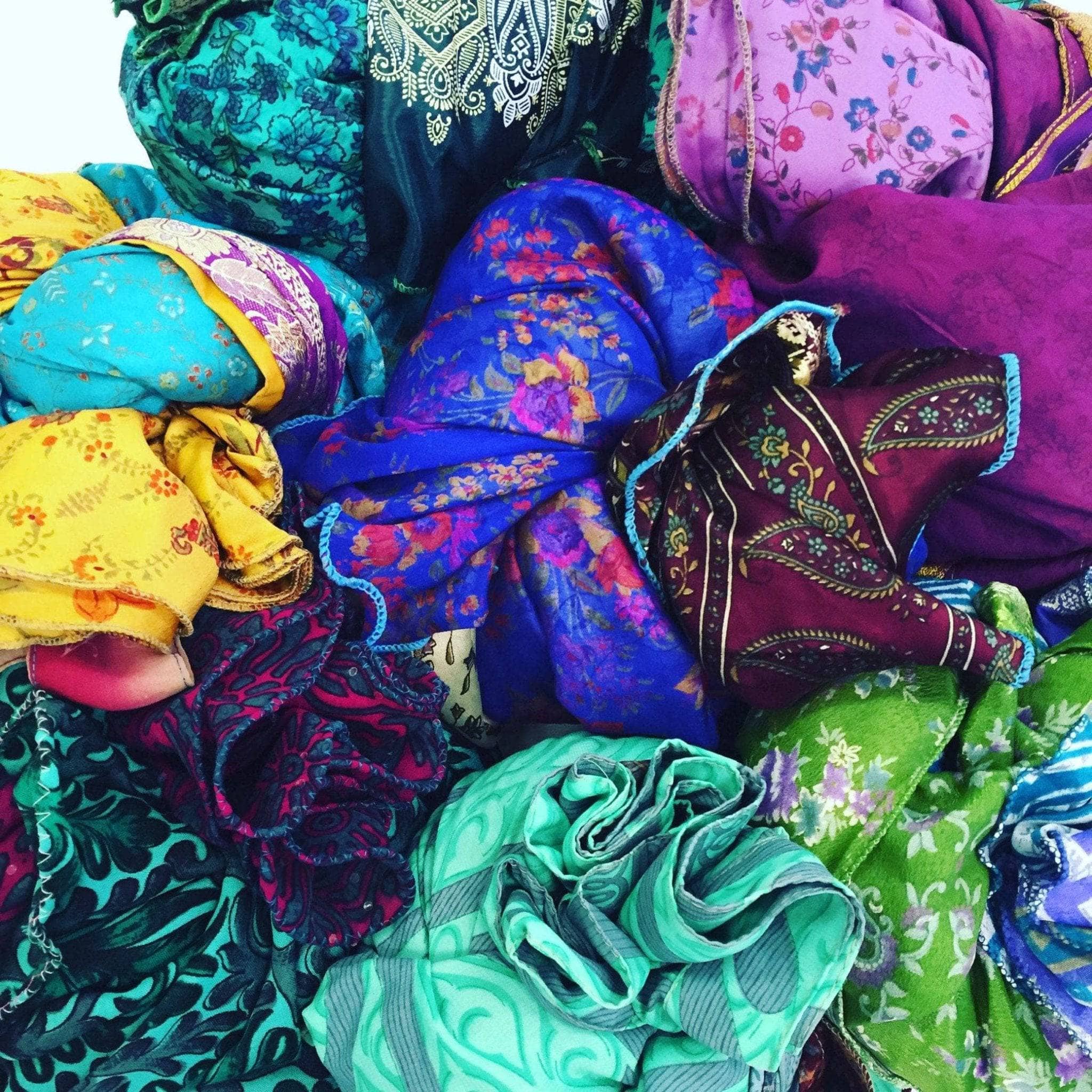 Darn Good Yarn Darn Good Yarn Recycled Sari Hooded Poncho — comparison shot