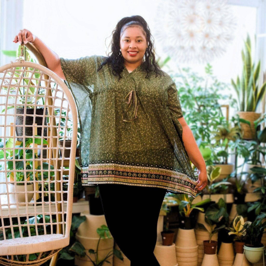 Darn Good Yarn Aanya Adjustable Short Kaftan — comparison shot