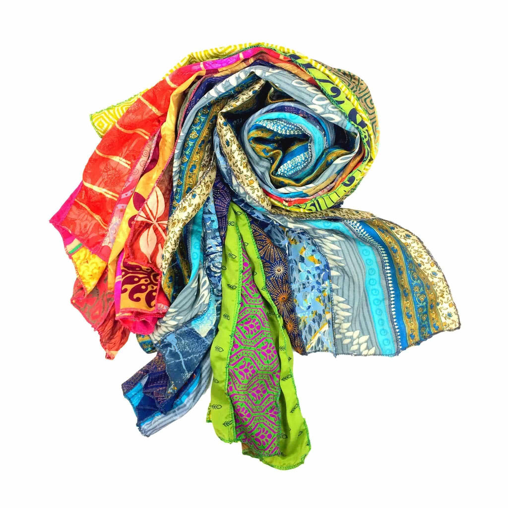 Darn Good Yarn The Original Medley Scarf. ♻️ Made from Sari Magic — side view